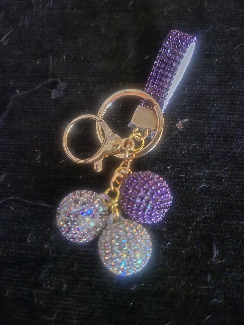 Sparkling Purple Crystal Keychain Charm, Purse Bag Charm - Picture 2 of 3